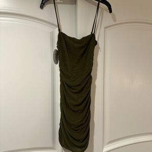 Princess Polly Olive Green Ruched Slip Mini Dress